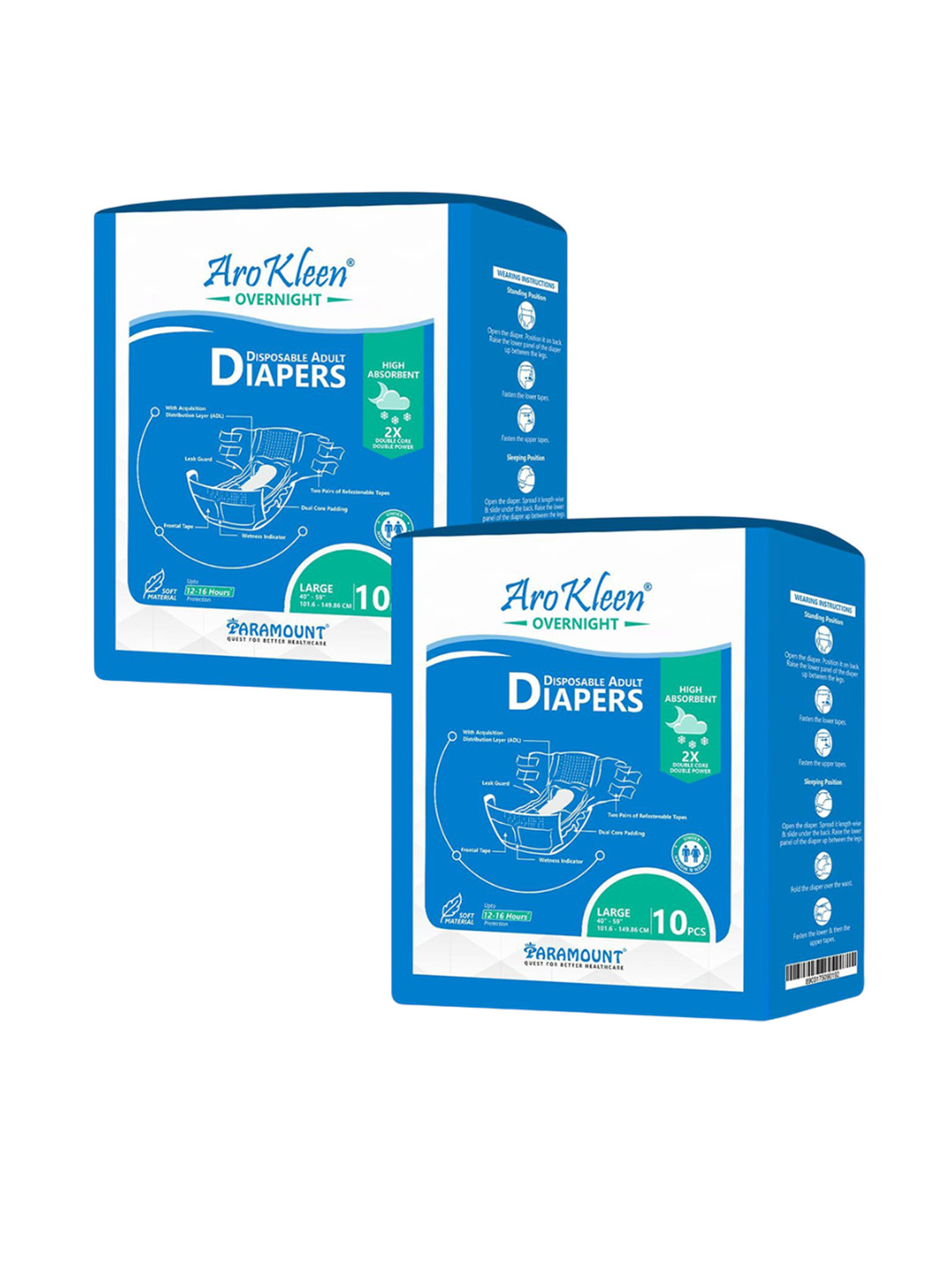 Arokleen Set Of 2 Disposable Adult Pull Up Diapers - L - 10 Pcs Each