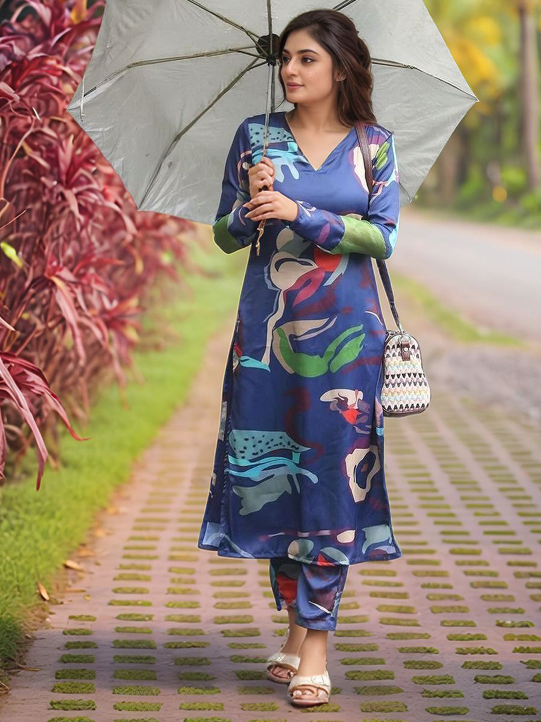 Moda Rapido Women Abstract Printed Kurta with Trousers