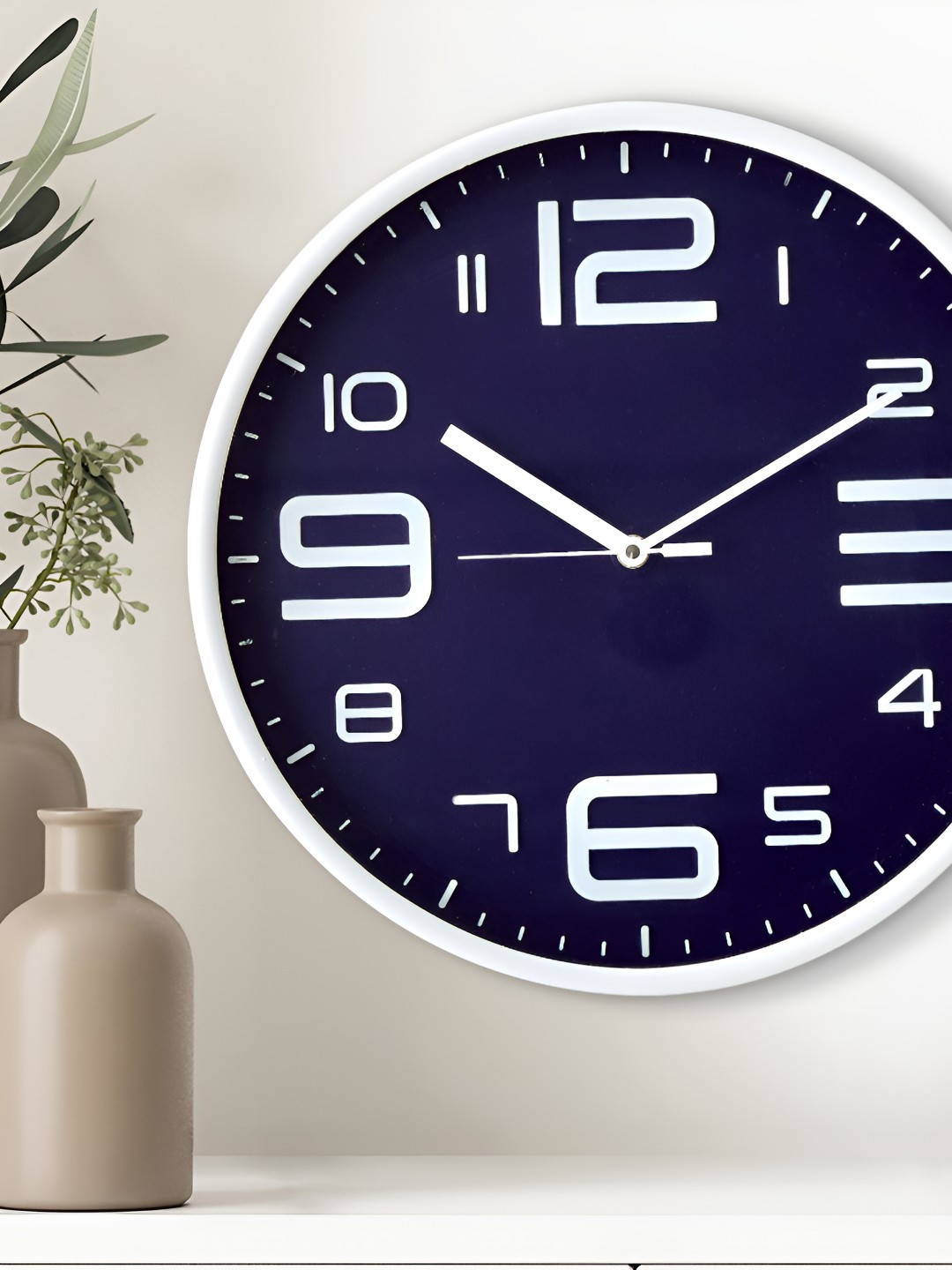 Home Centre Blue & White Contemporary Analogue Wall Clock