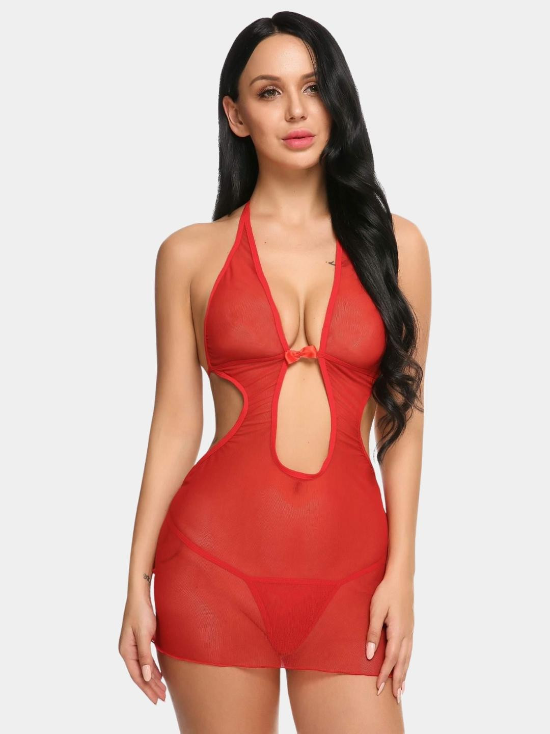 MYZA Halter Neck Red Babydoll