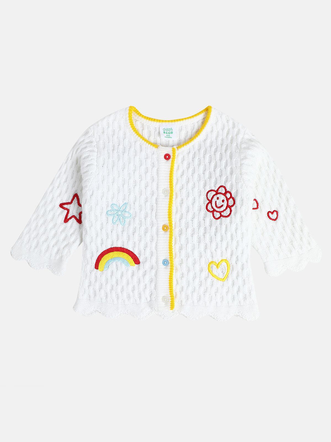 MINI KLUB Girls Full Sleeves Embroidered Sweater