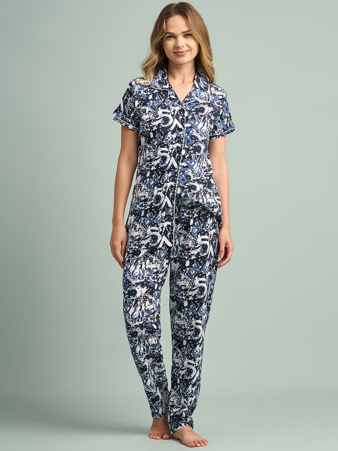 Juliana Dream Women Pure Cotton Abstract Printed Night suit