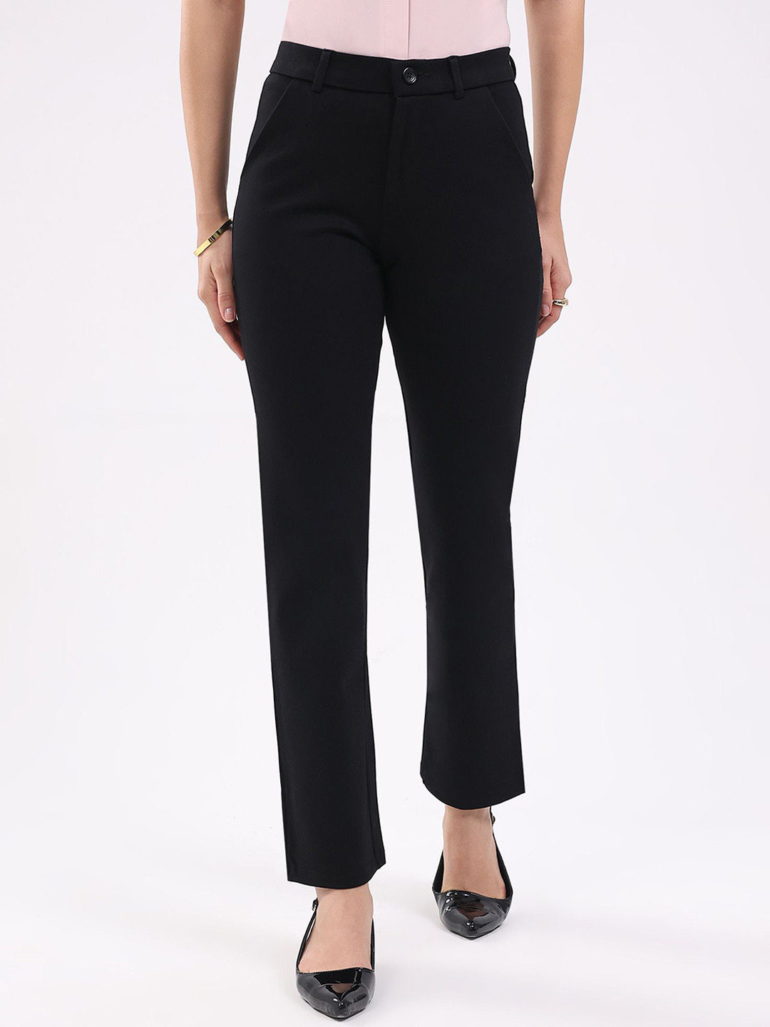 Global Republic Women Straight Fit Mid-Rise Cotton Trouser