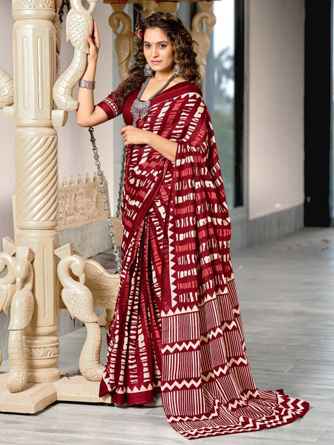 JAINICA Daily Printed Pure Mulmul Cotton Saree