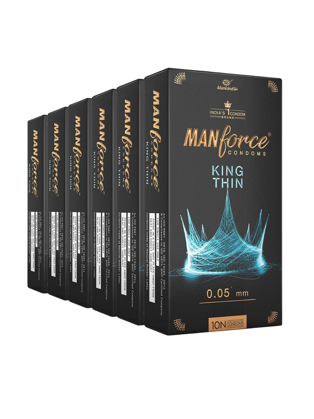 Manforce Set Of 6 King Thin Ultra-Thin Un Flavoured Condoms - 10 Pcs Each