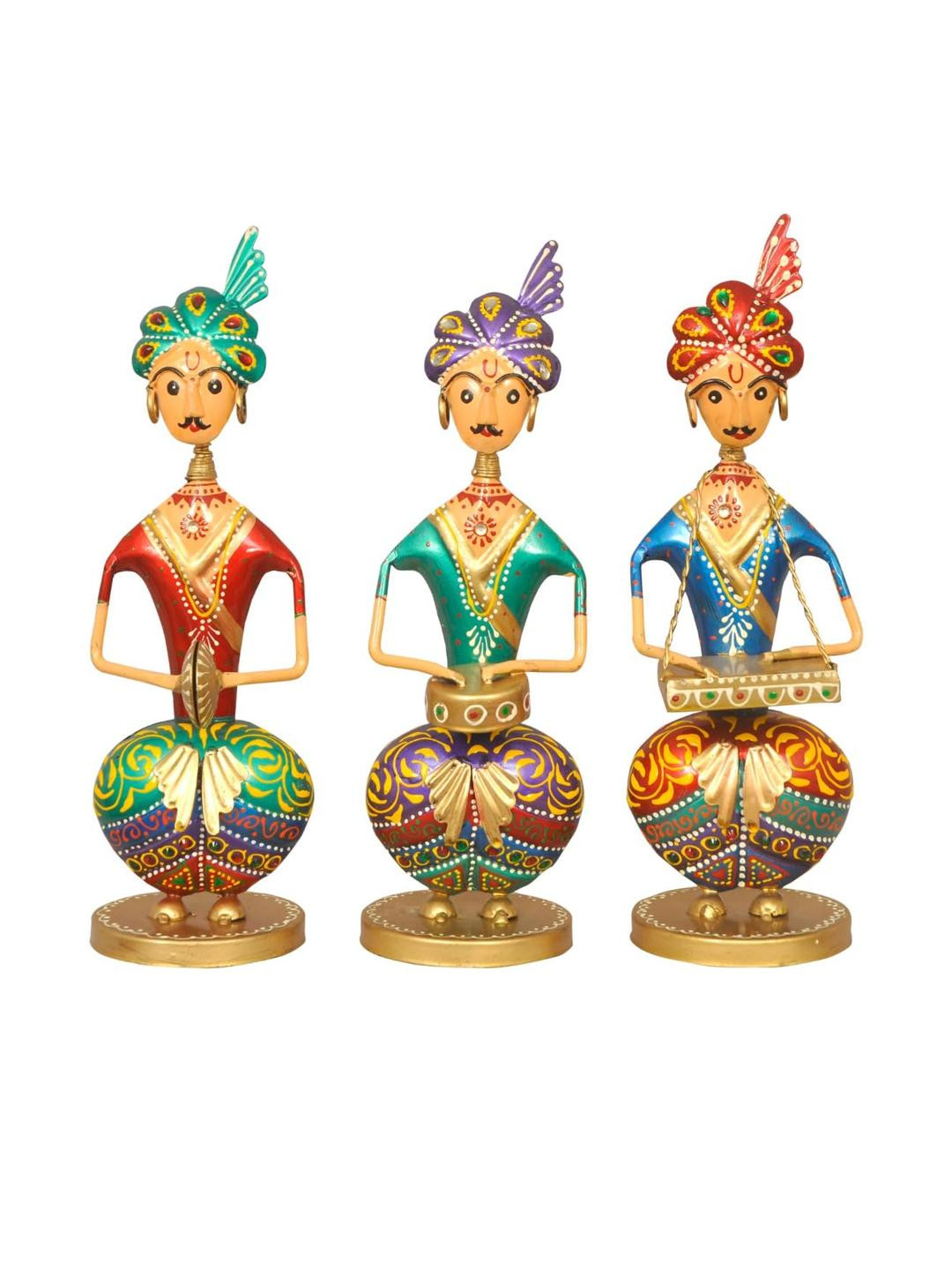 Shakuntla Vintage Multi Colored Metal Set of 3 Musician Showpiece Set
