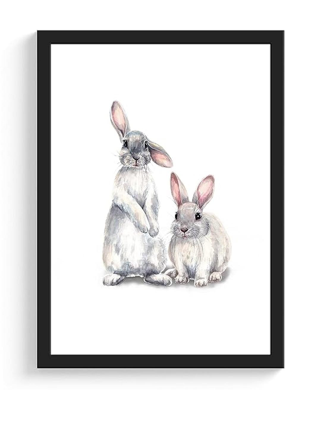 TAGVE Black Pack Of 1 Wooden Rabbit Wall Art With Frame