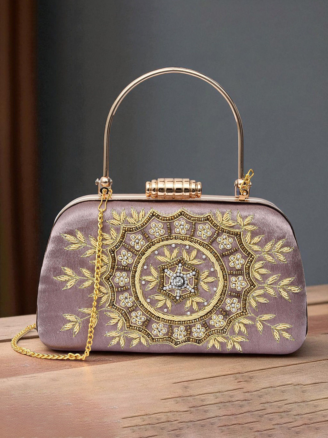 FOR THE BEAUTIFUL YOU Embellished Beads & Stones Box Clutch
