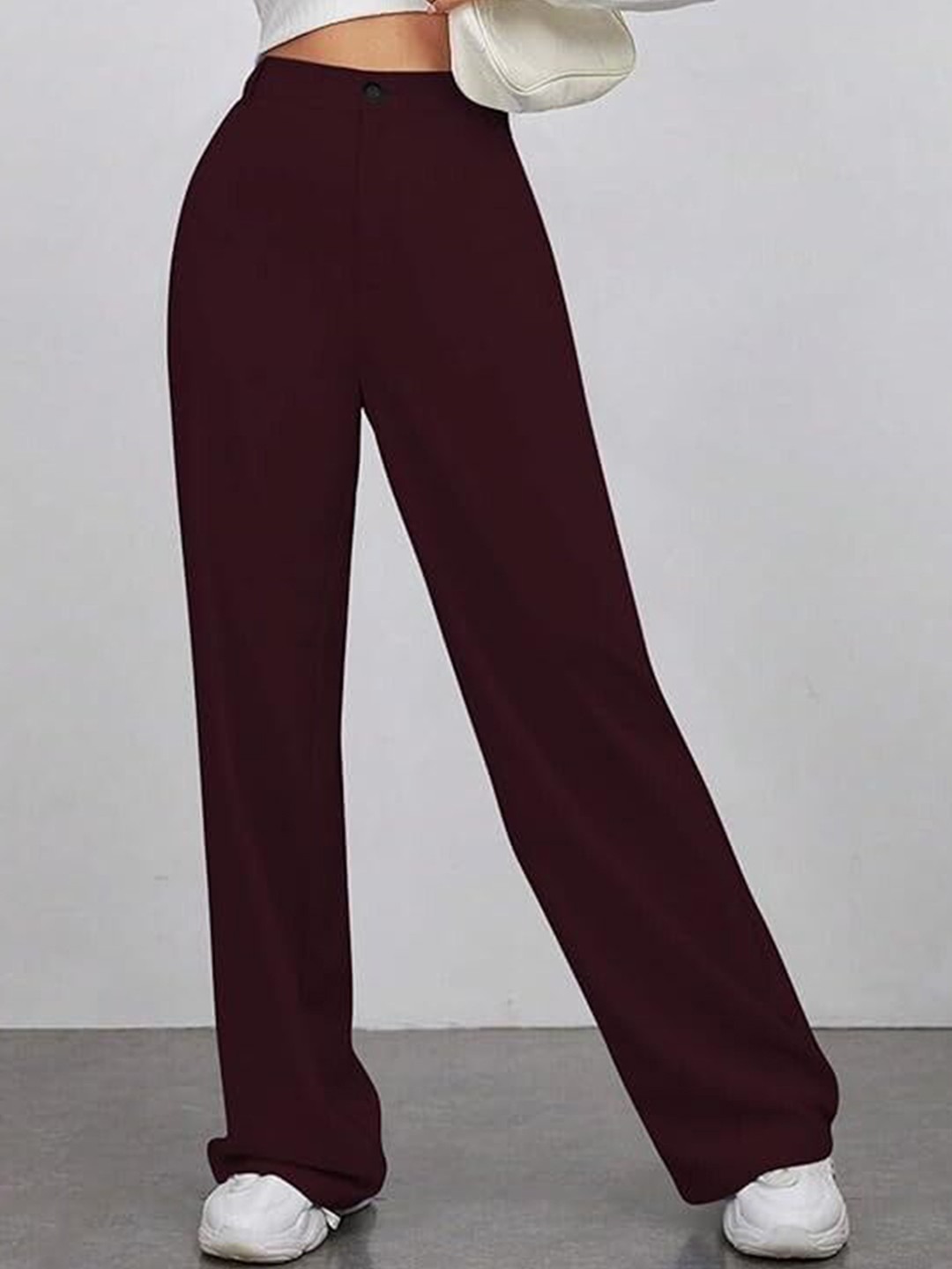 KISURA Women Comfort Wrinkle Free Regular Fit High-Rise Trouse