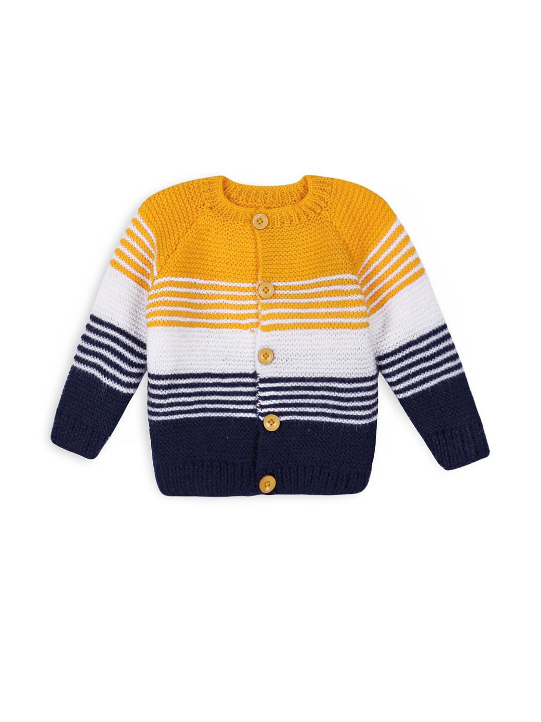 Shinu Fab Unisex Kids Multi Casual Round Neck Long Sleeves Woollen Sweater Vest