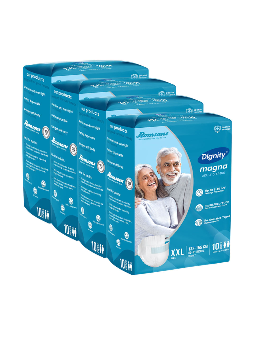 Dignity Set Of 4 Disposable Adult Diapers - XXL - 10 Pcs Each