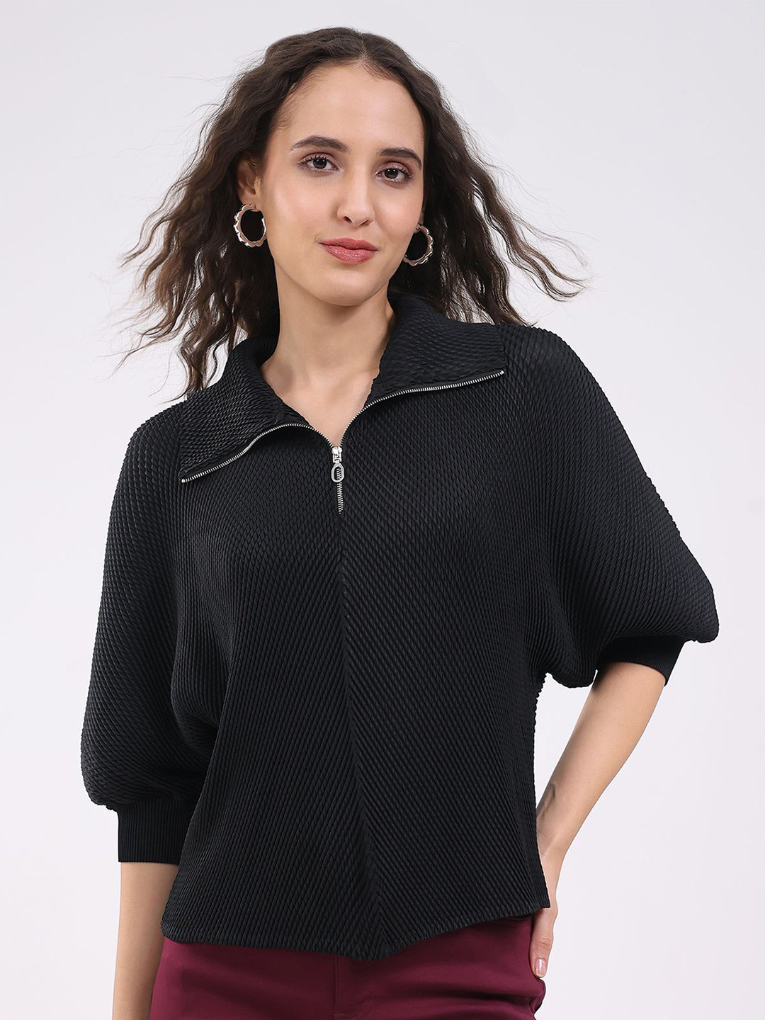 Global Republic Women Textured Shirt Style Top