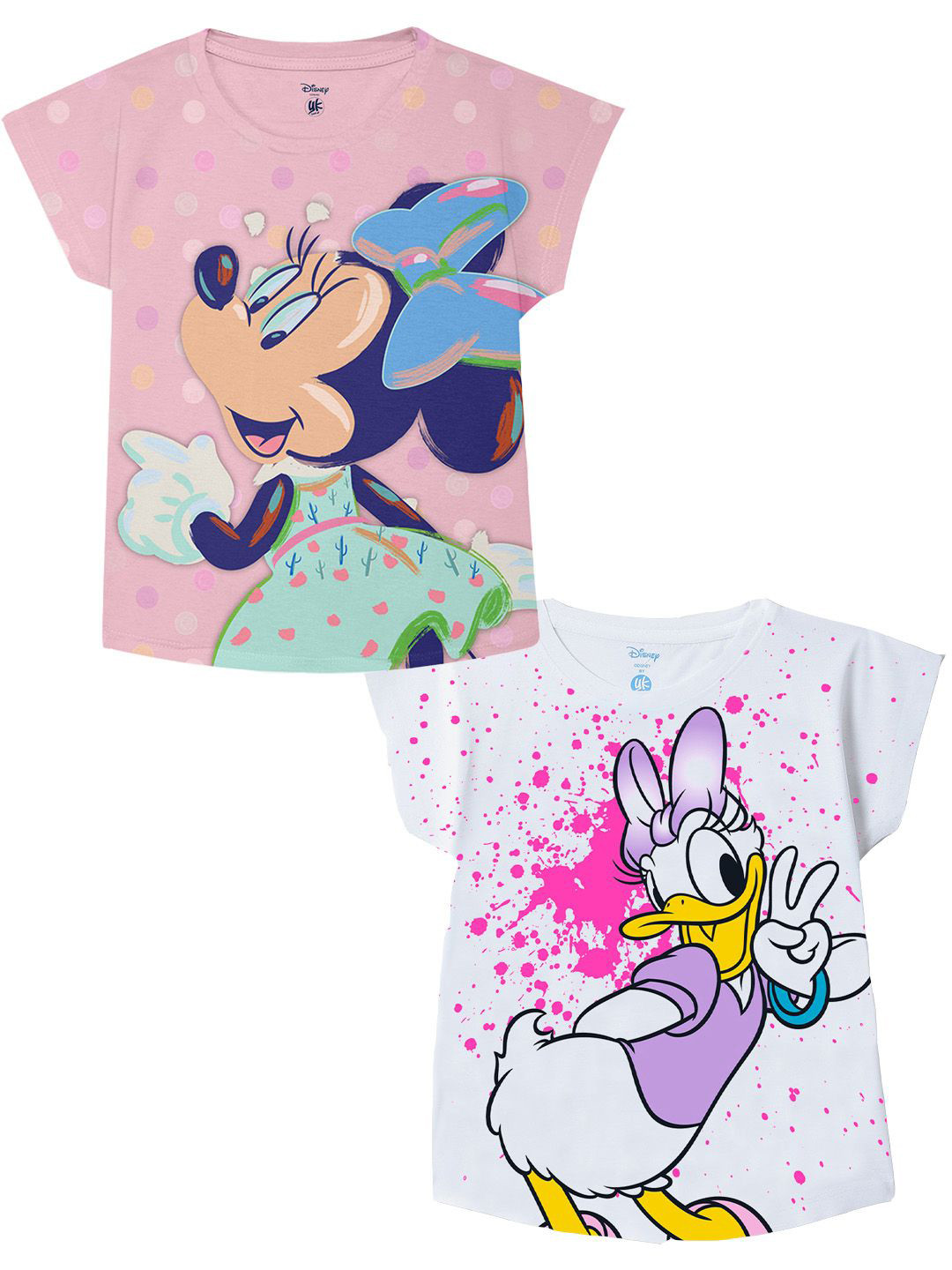 YK Disney Girls Graphic Print Pack Of 2 Print Top