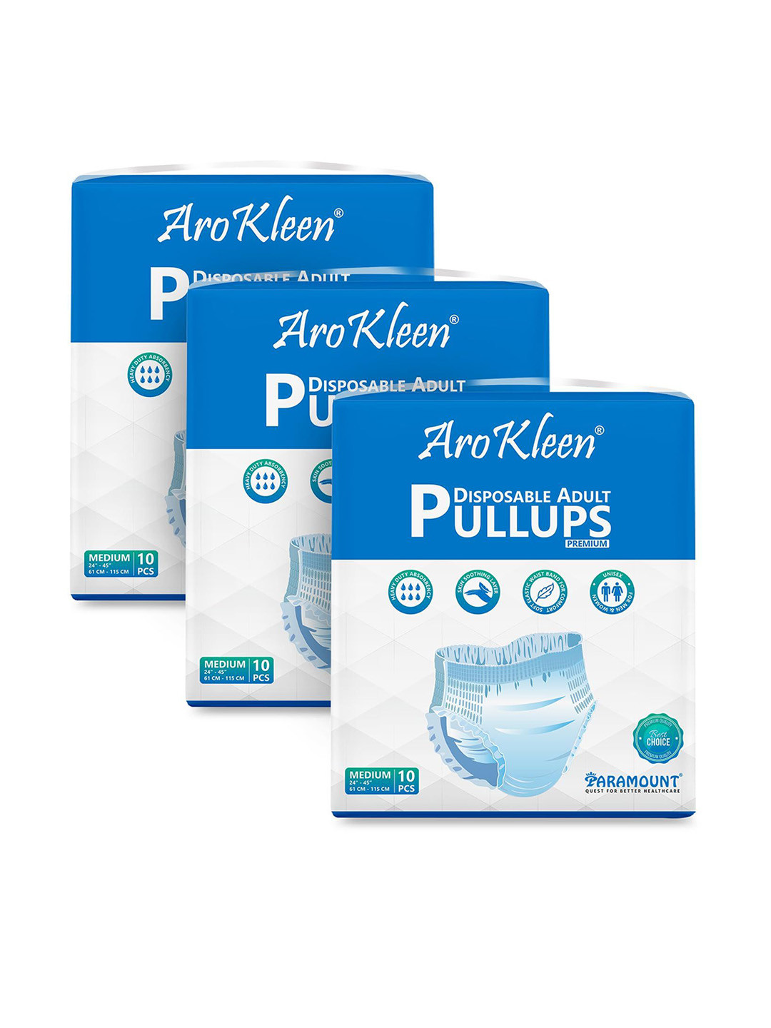 Arokleen Set Of 3 Disposable Adult Pull Up Diapers - M - 10 Pcs Each