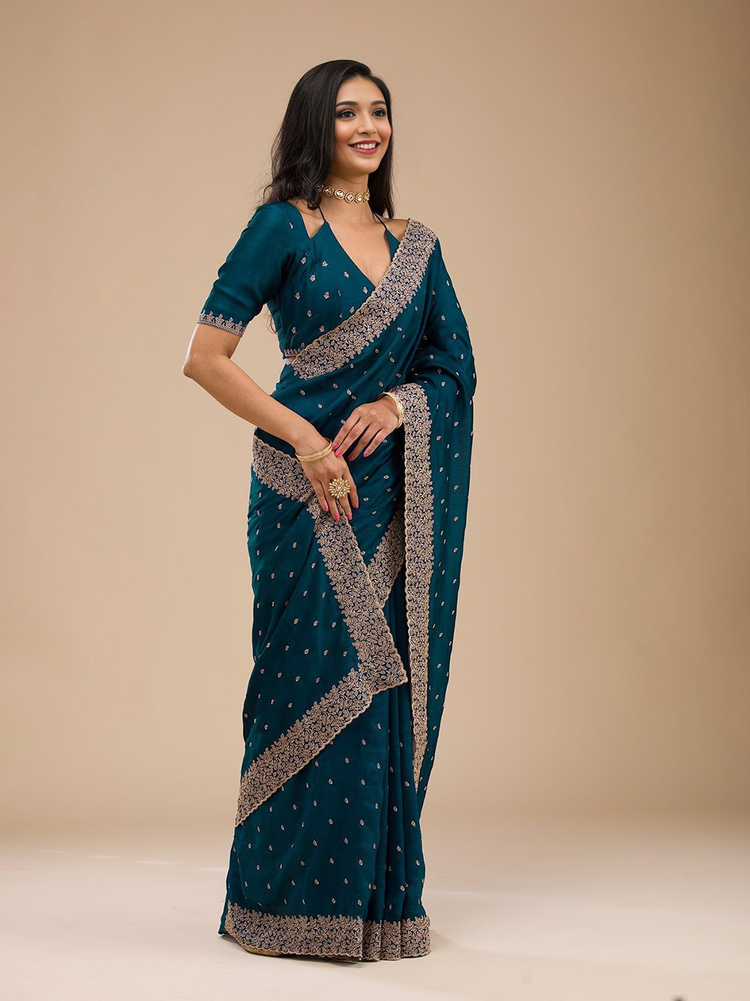 MADHUR HAND WORK ART Embellished Embroidered Saree