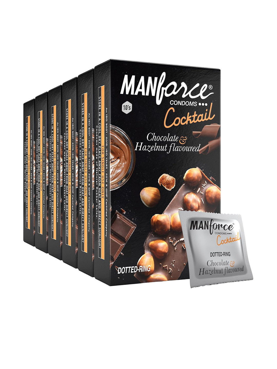 Manforce Set Of 6 Cocktail Chocolate & Hazelnut Flavoured Condoms - 10 Pcs Each