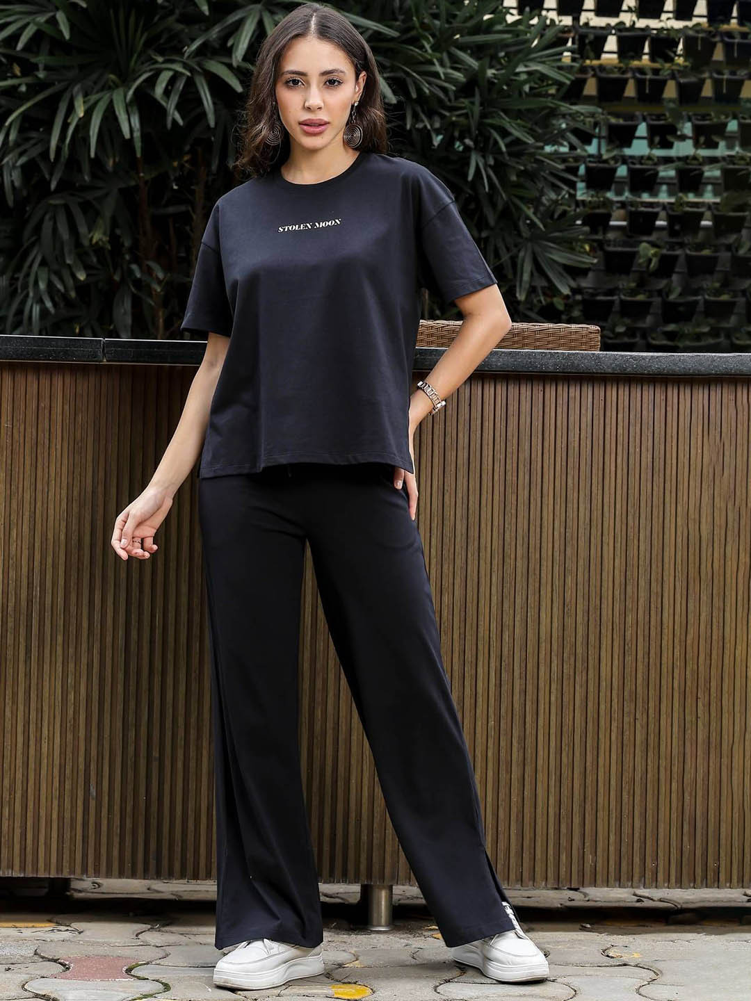 ONE SKY Printed Round Neck Half Sleeve Pure Cotton T-Shirt With Trouser