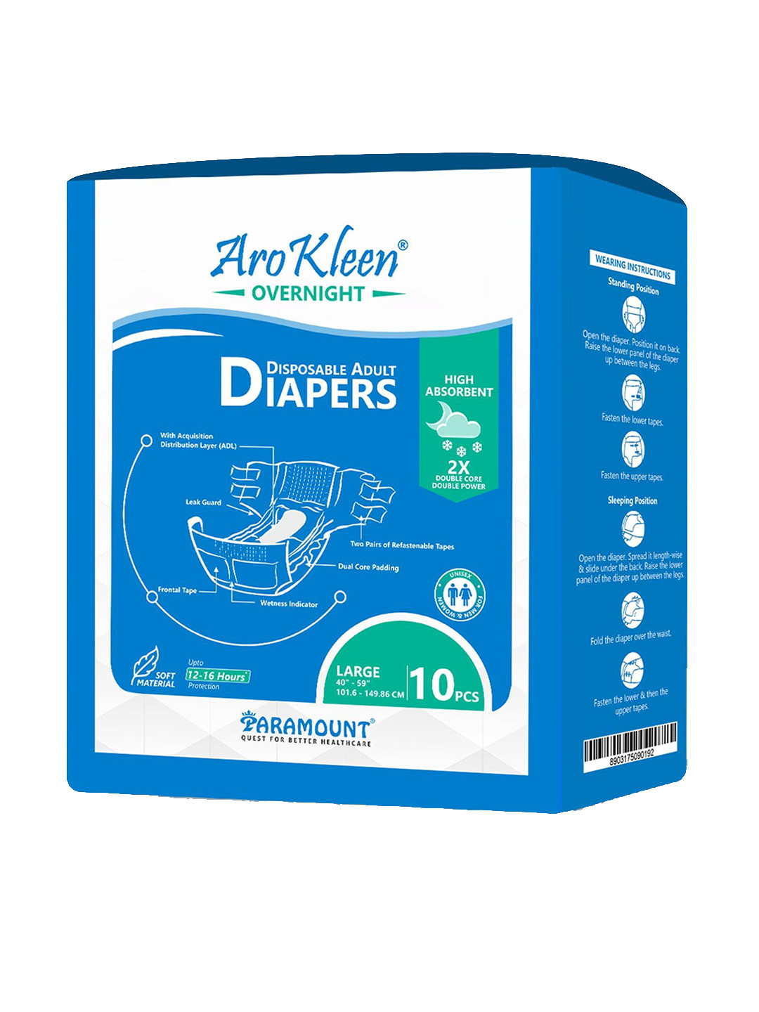 Arokleen Disposable Adult Pull Up Diapers - L - 10 Pcs