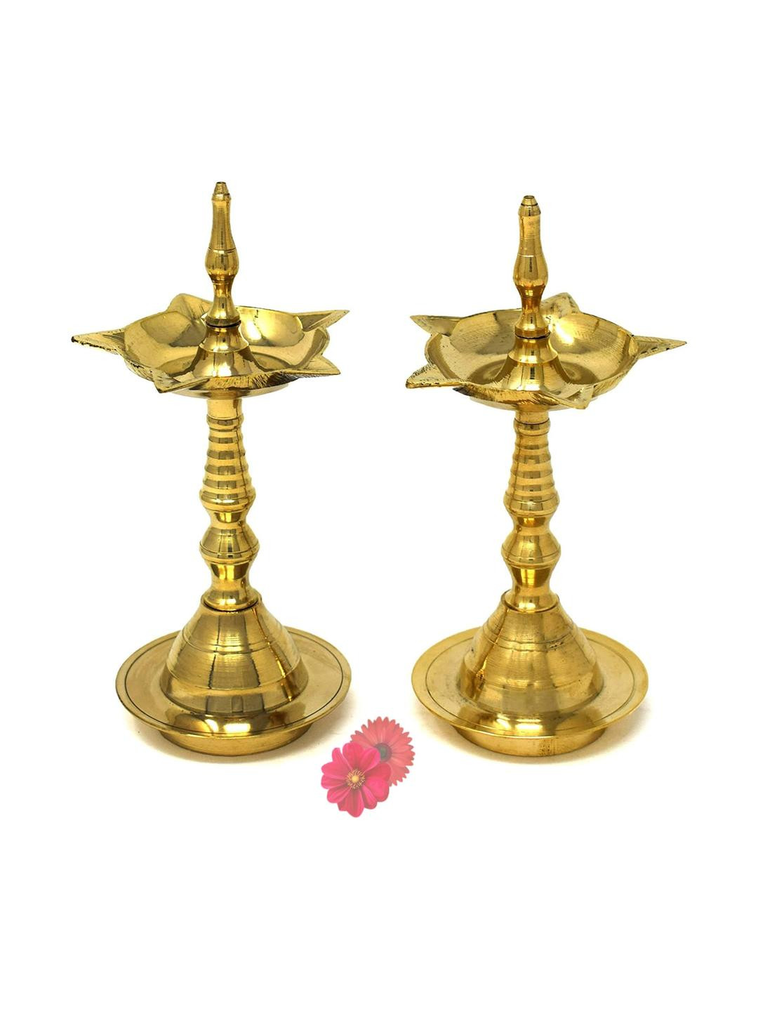 SHAKUNTLA VINTAGE  Pack Of 2 Brass Kerala Samai Standing Deepak