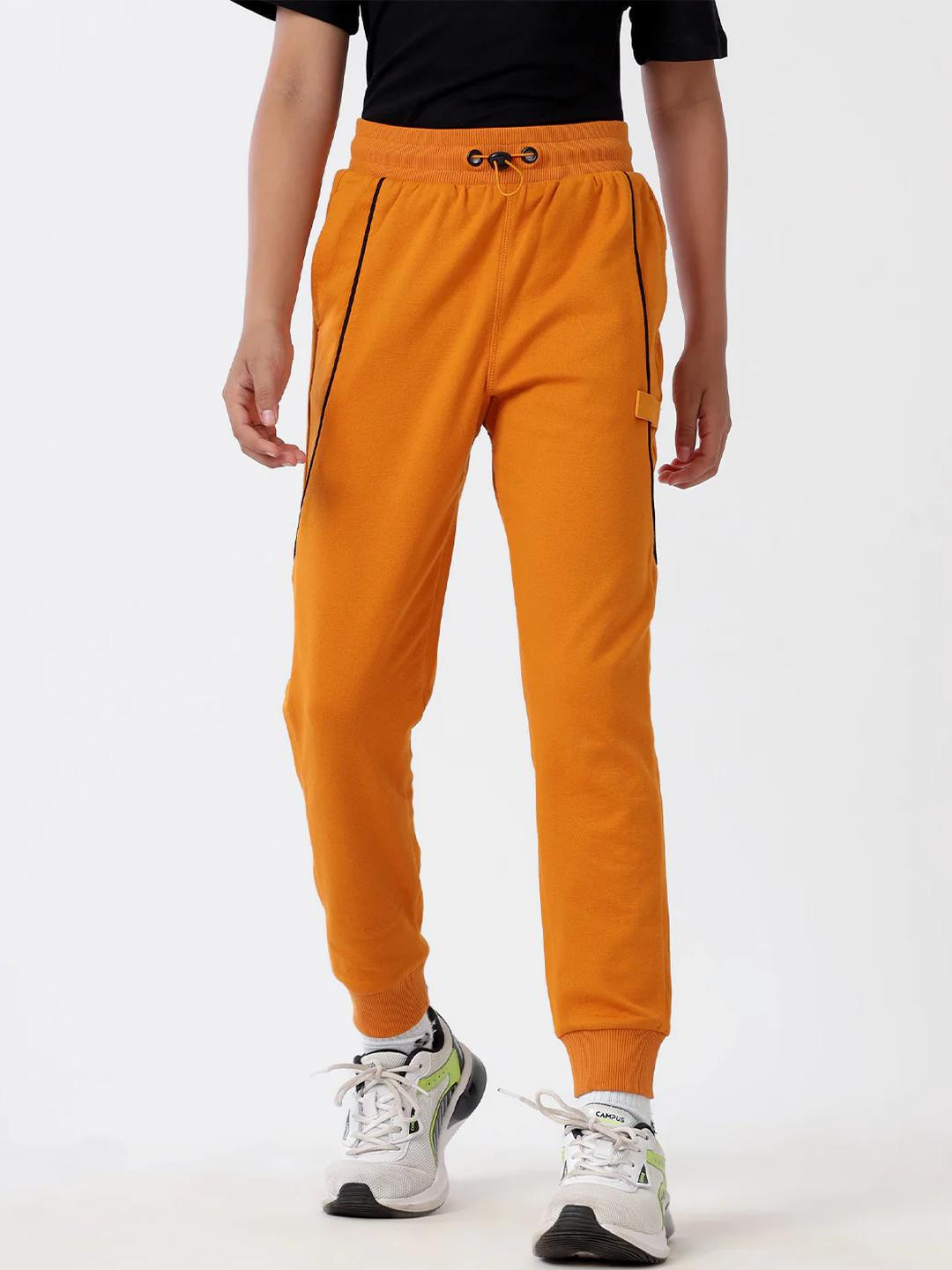 Dotokids Unisex Kids Orange Sporty Piping Joggers
