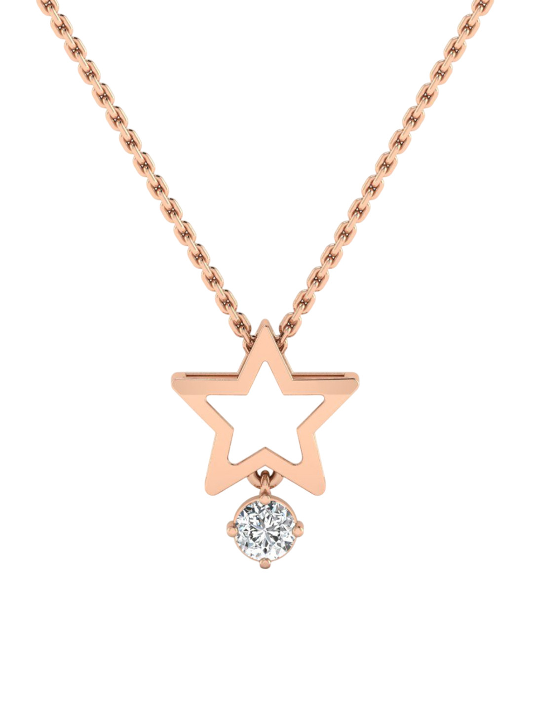 SHINE ETERNAL 18 Kt Rose Gold Lab Grown Diamond Cosmic Drop Pendant-1.083g