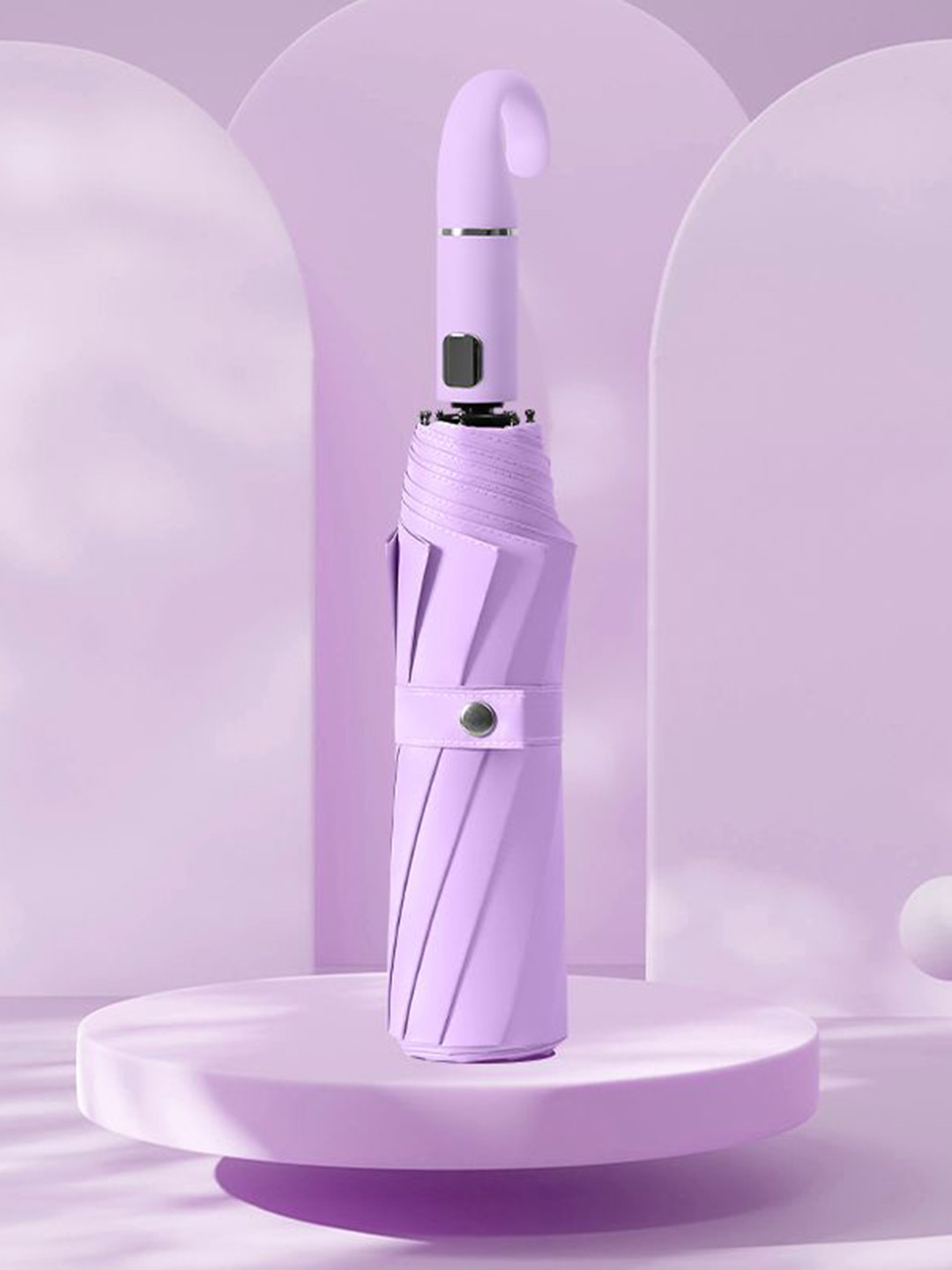 Sasimo Purple & Black Semi-Automatic 3 Fold Umbrellas