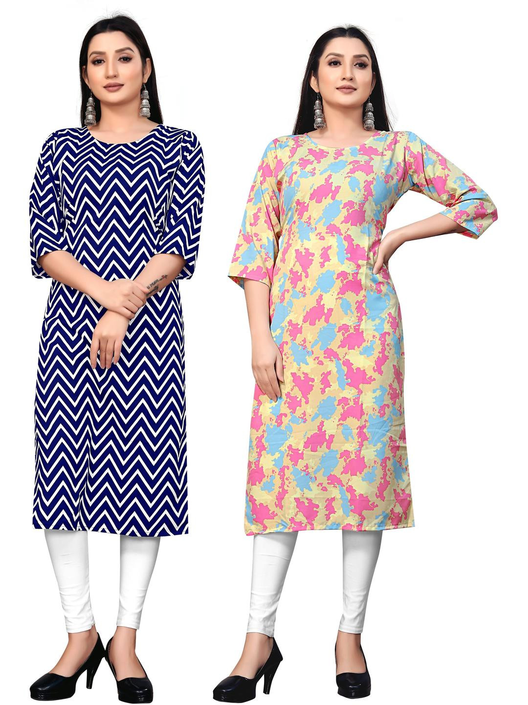 MANTRA DESIGNER Women Pack Of 2 Multicoloured Crepe Kurtas