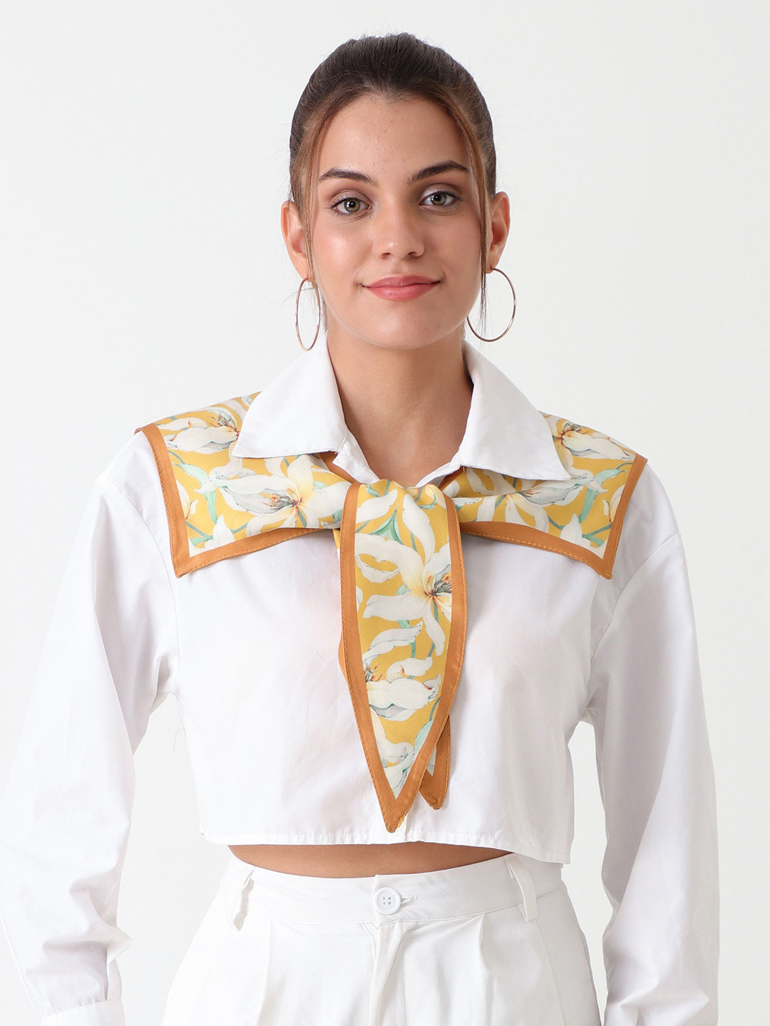 Beau Design Women Ethnic Modif Printed Satin Scarf with Greek Key Pattern