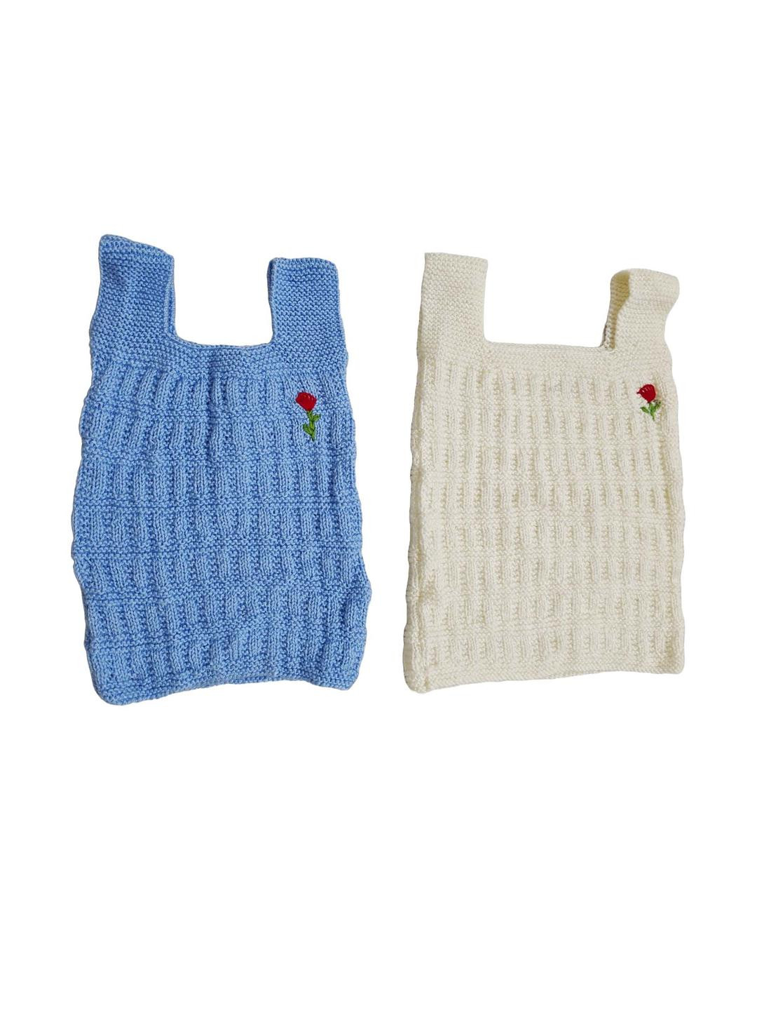 Cute Collection Kids Pack Of 2 White And Black Hand Made Woolen Sleevless Sweater