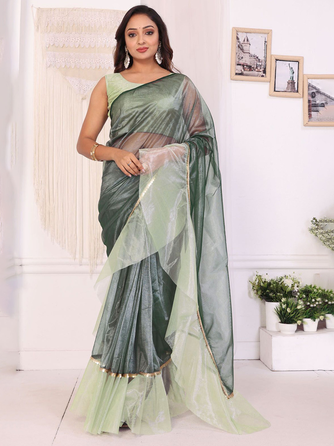 PATLANI STYLE Jimmy Choo Ruffle Net Ready to Wear Saree