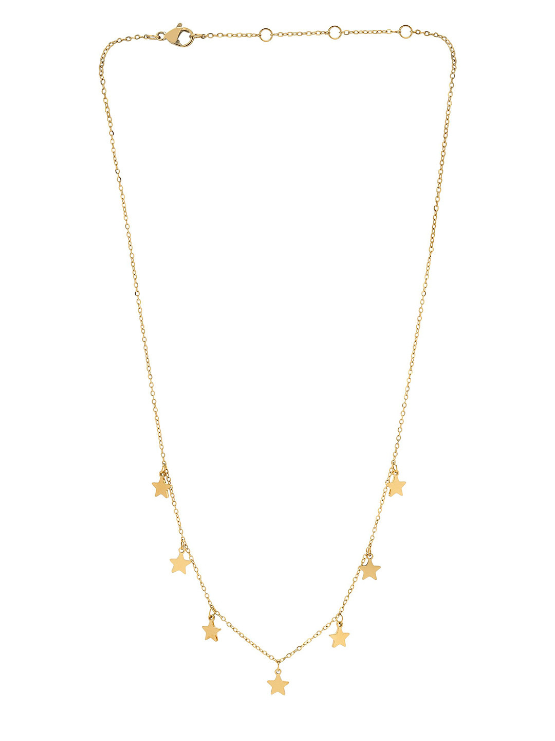 Urban Hippie Stainless Steel Gold-Plated Star Charms Necklace