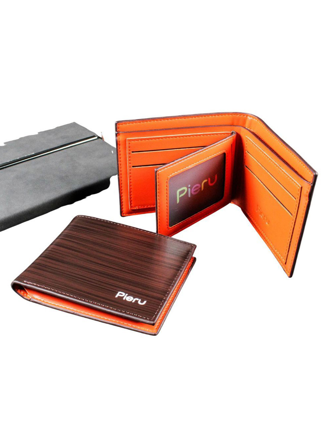 Pieru Men Brand Logo Printed Two Fold Wallet