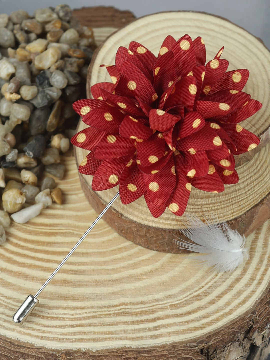 House of Pataudi Red & Yellow Flower Brooch