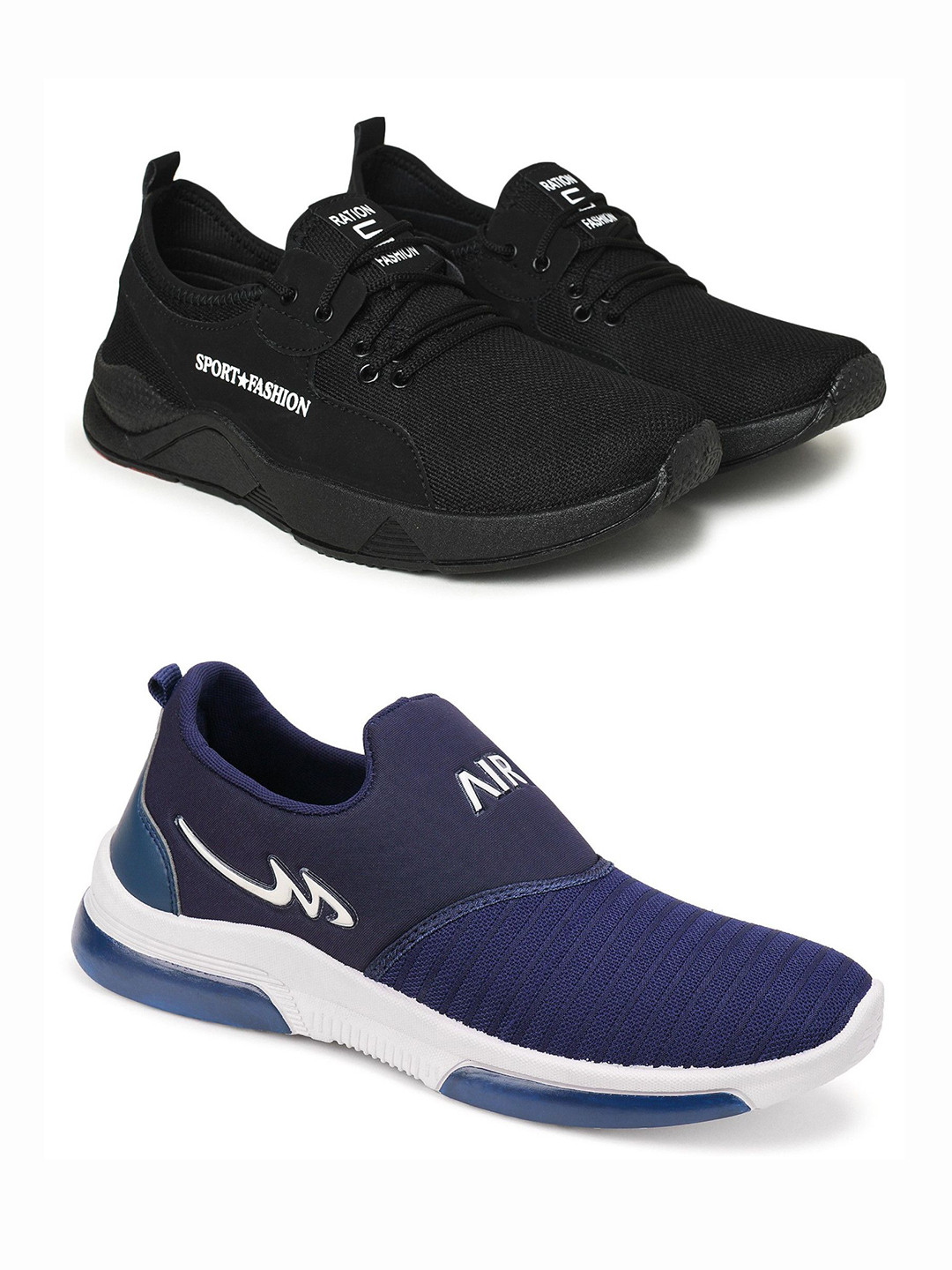 Spotwalk Men Set of 2 Pair Mesh Marking Running Shoes