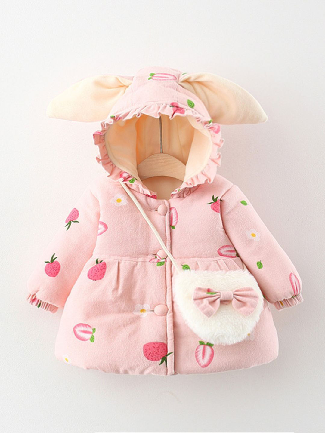 YK Girls Hooded Floral Padded Jacket