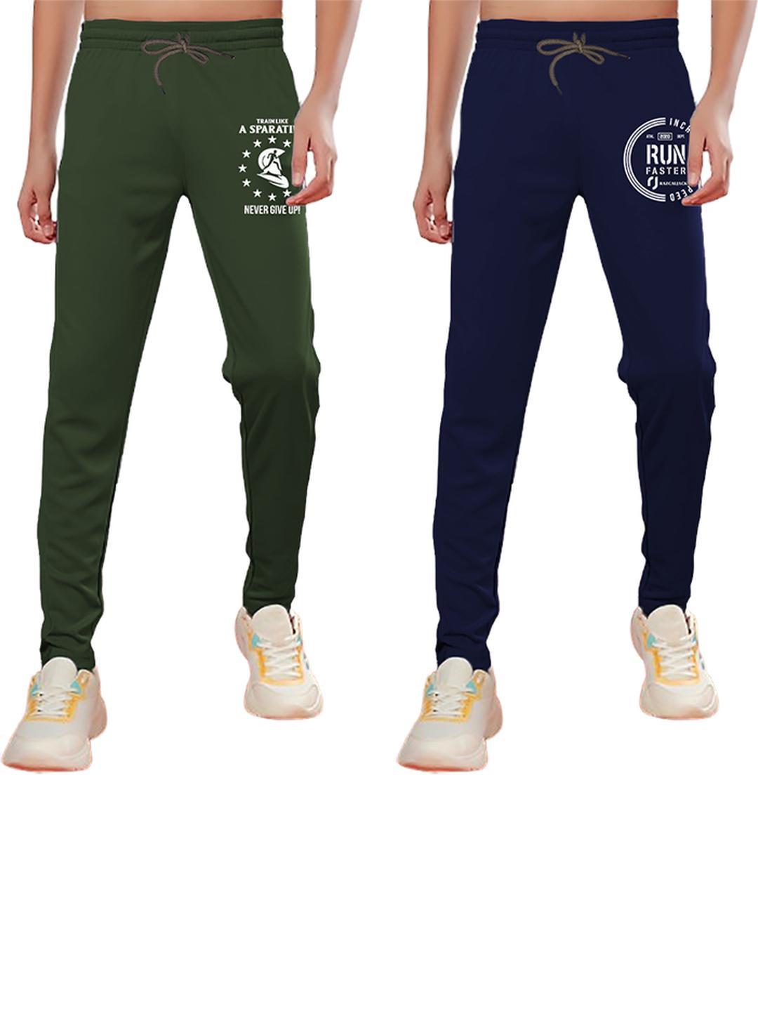 RAZCALJACK Boys Combo of Green & Navy Blue Trackpants