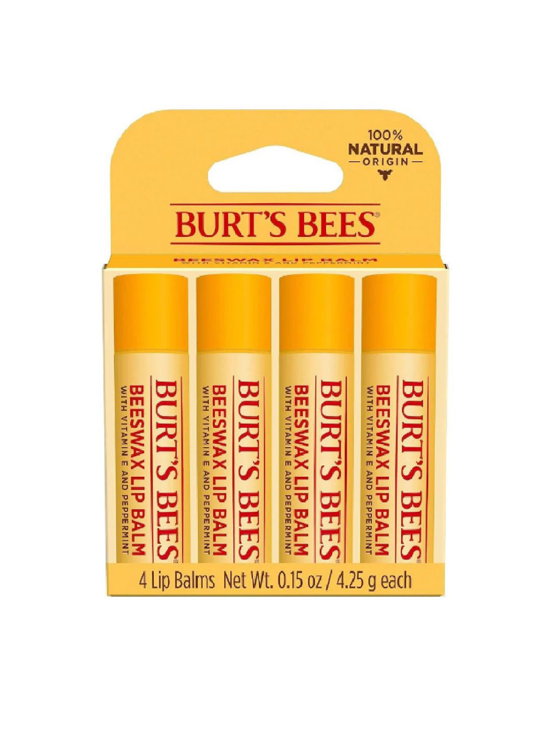Burt's Bees Set Of 4 Beeswax Lip Balm - 4.25 g Each