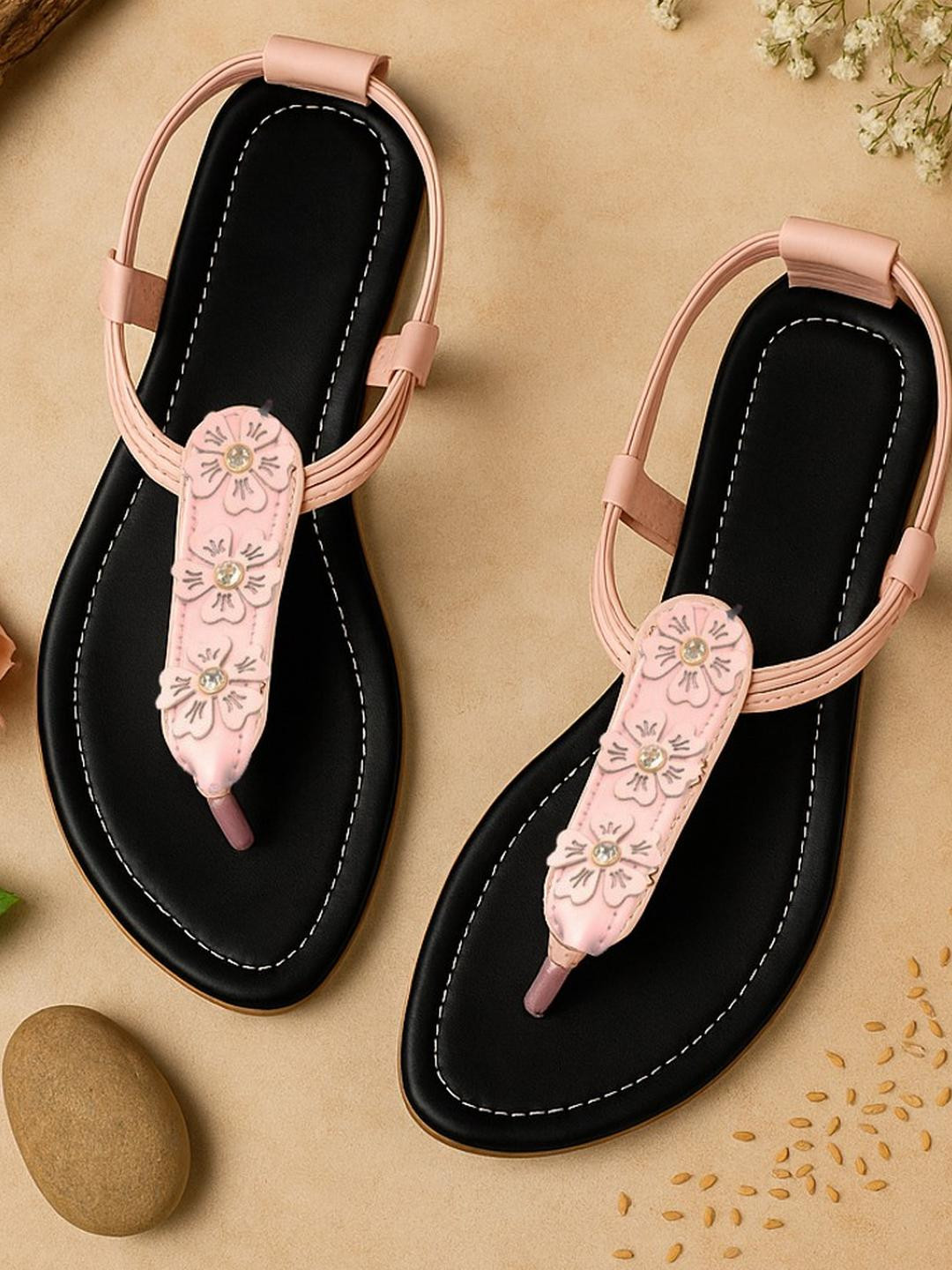 citaali Women Pink Synthetic Leather Comfort Sandals