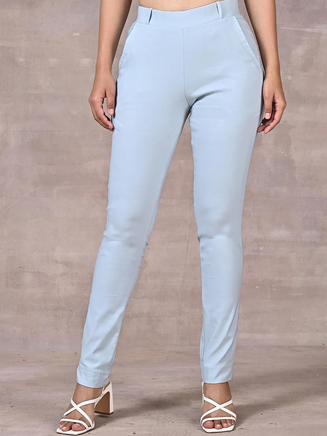 Lakshita Women Spa Blue Solid Skin Fit Slip-On Jeggings