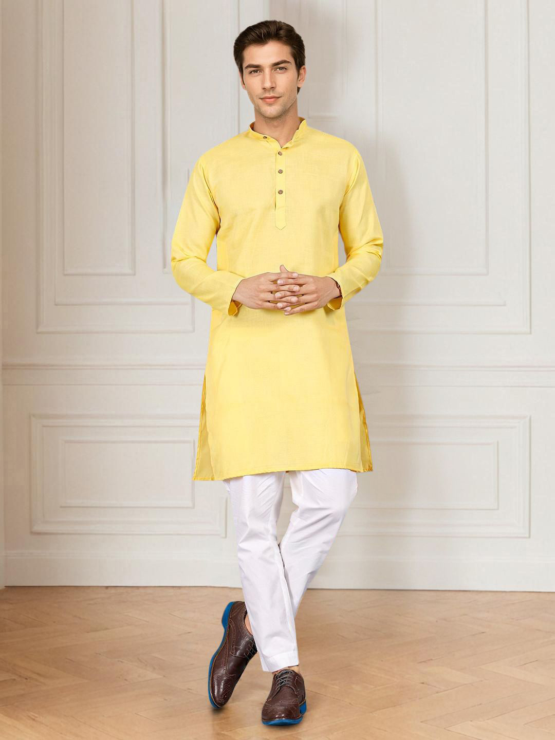 Anouk Rustic Band Collar Straight Kurta