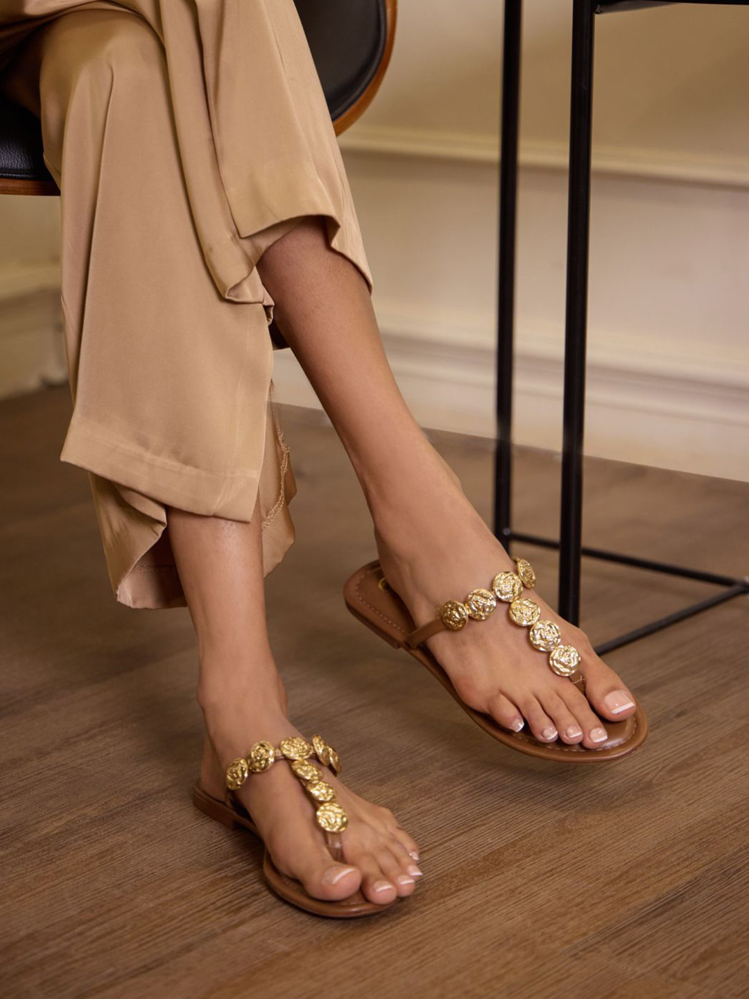 CAI Women Sun Glow Coin Tan Flat