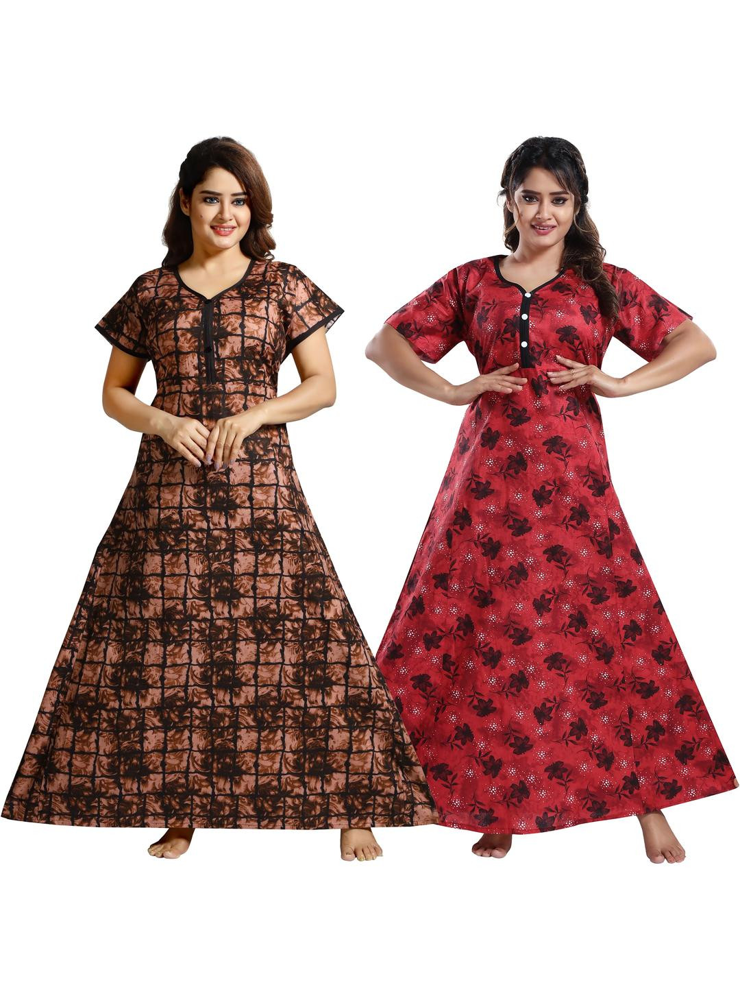 Inner Beats Pack Of 2 Cotton Blend Nightdress