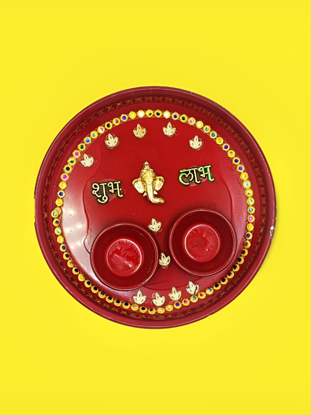 CraftVatika Red Pooja Arti Thali with Bowl