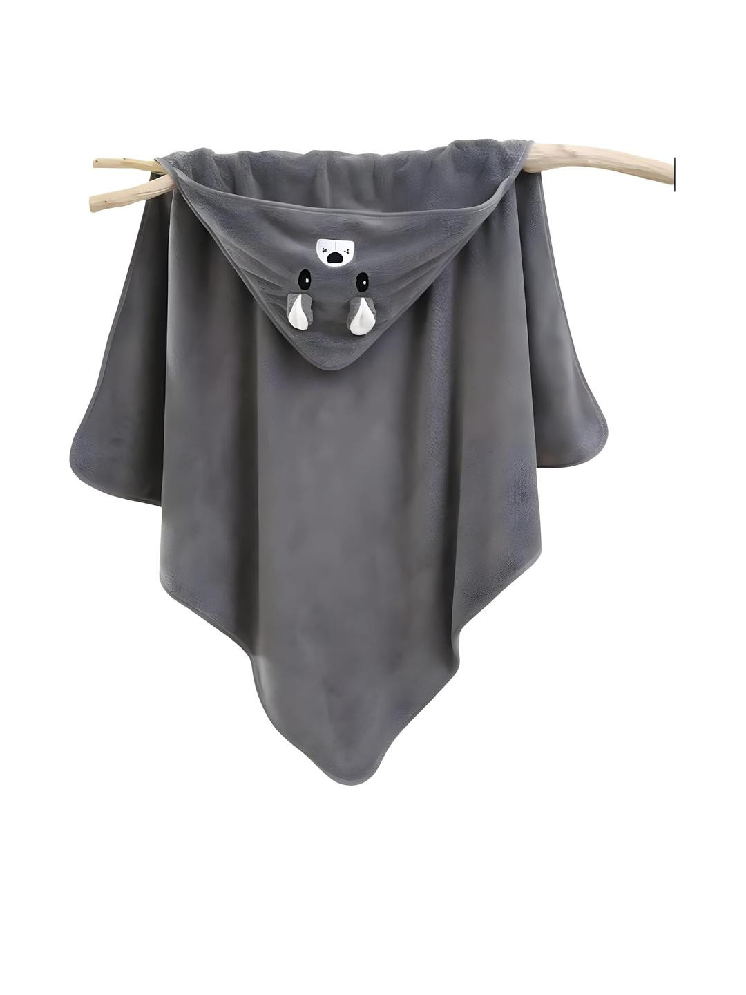 Teri Beri Grey Melange Cotton Hooded Baby Bath Towel 200 GSM