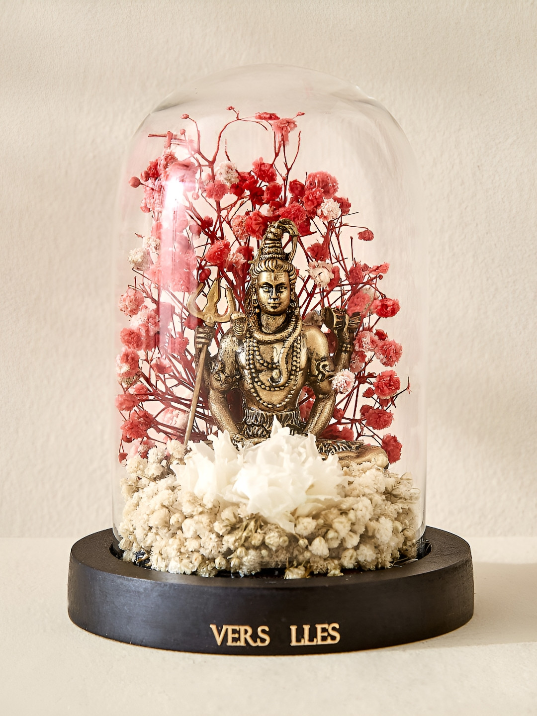 Home Centre Gold-Toned Haven Alba Glass Shiva In Dome Glossy Religious Figurine Showpiece