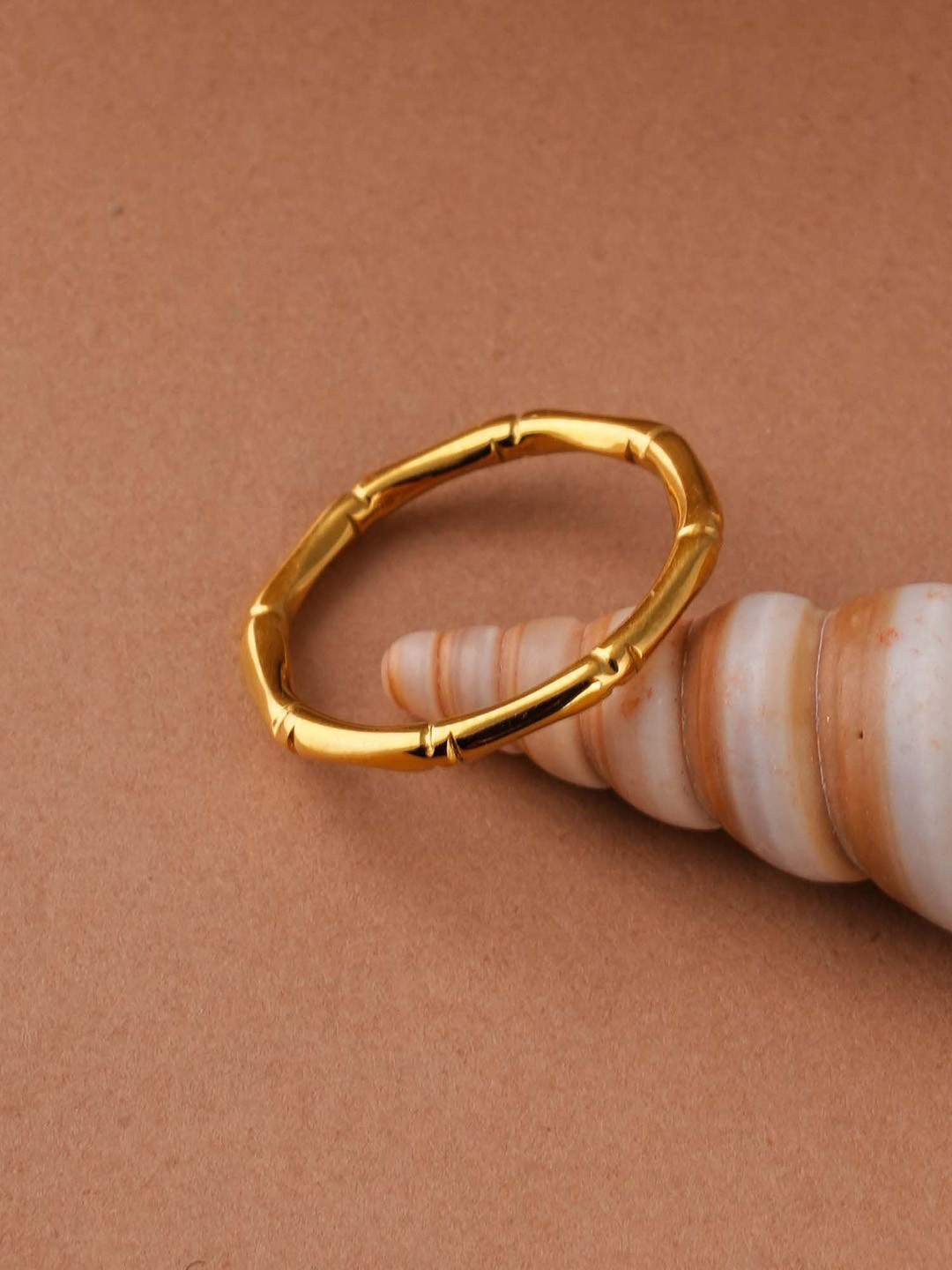 PALMONAS Stainless Steel Gold-Plated Waterproof Finger Ring