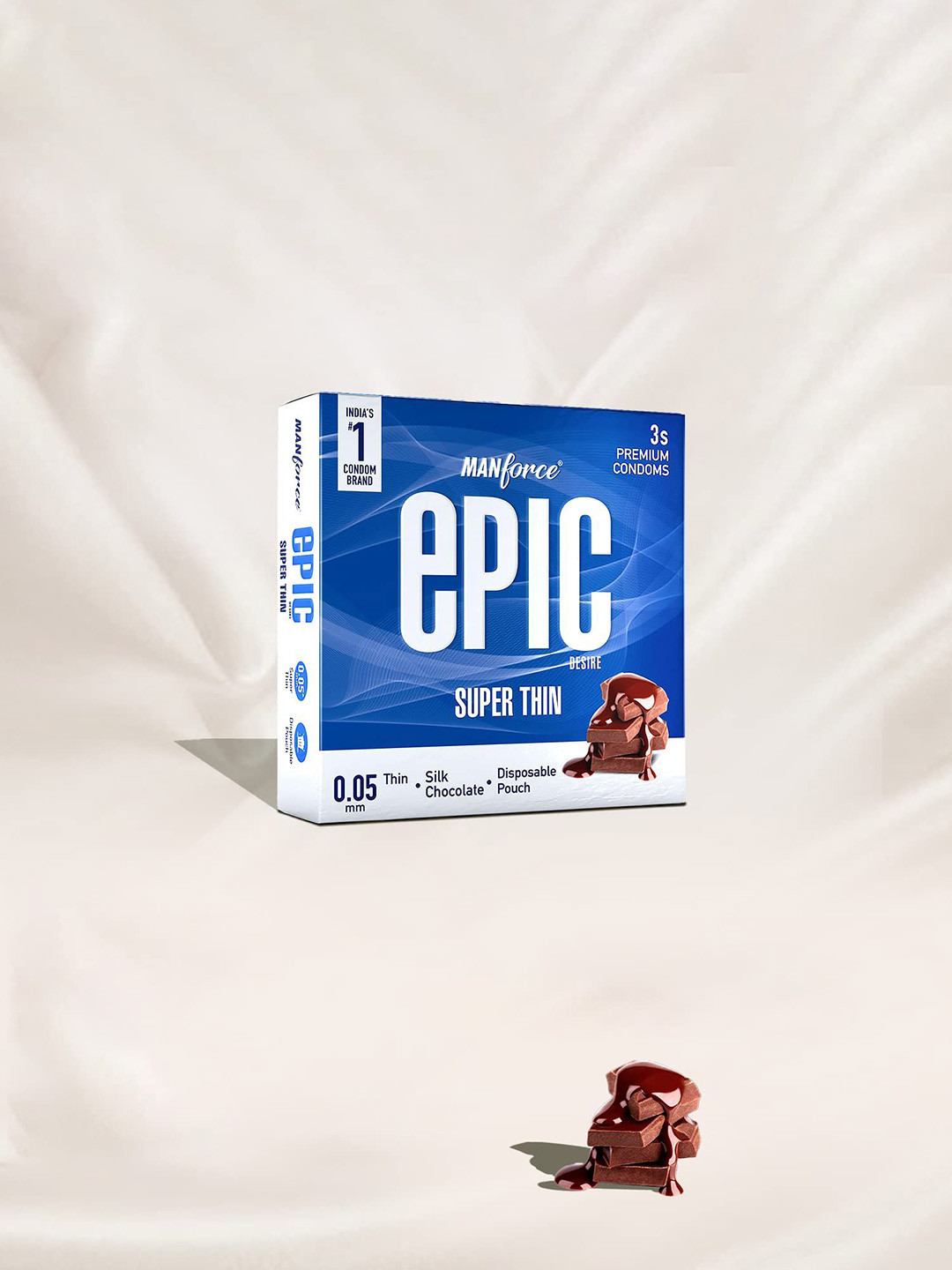 Manforce Set Of 12 Epic Desire Super Thin Condoms - Silk Chocolate - 3 Sheets Each