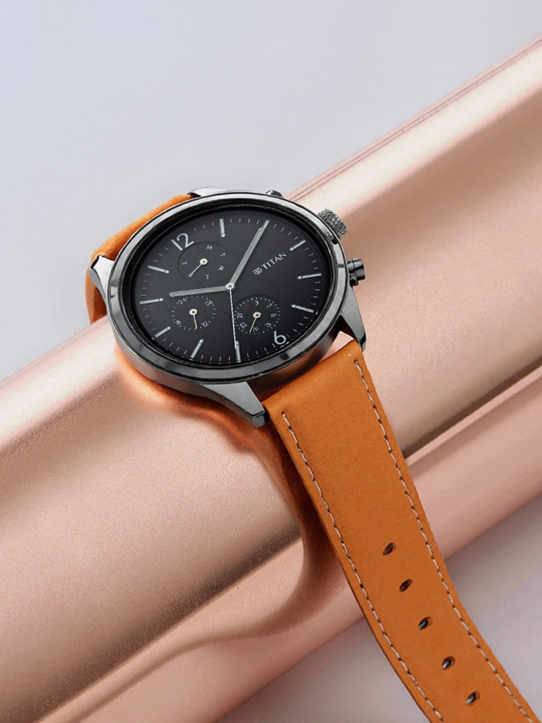 Titan Men Leather Straps Chronograph Analogue Watch NR1805NL02