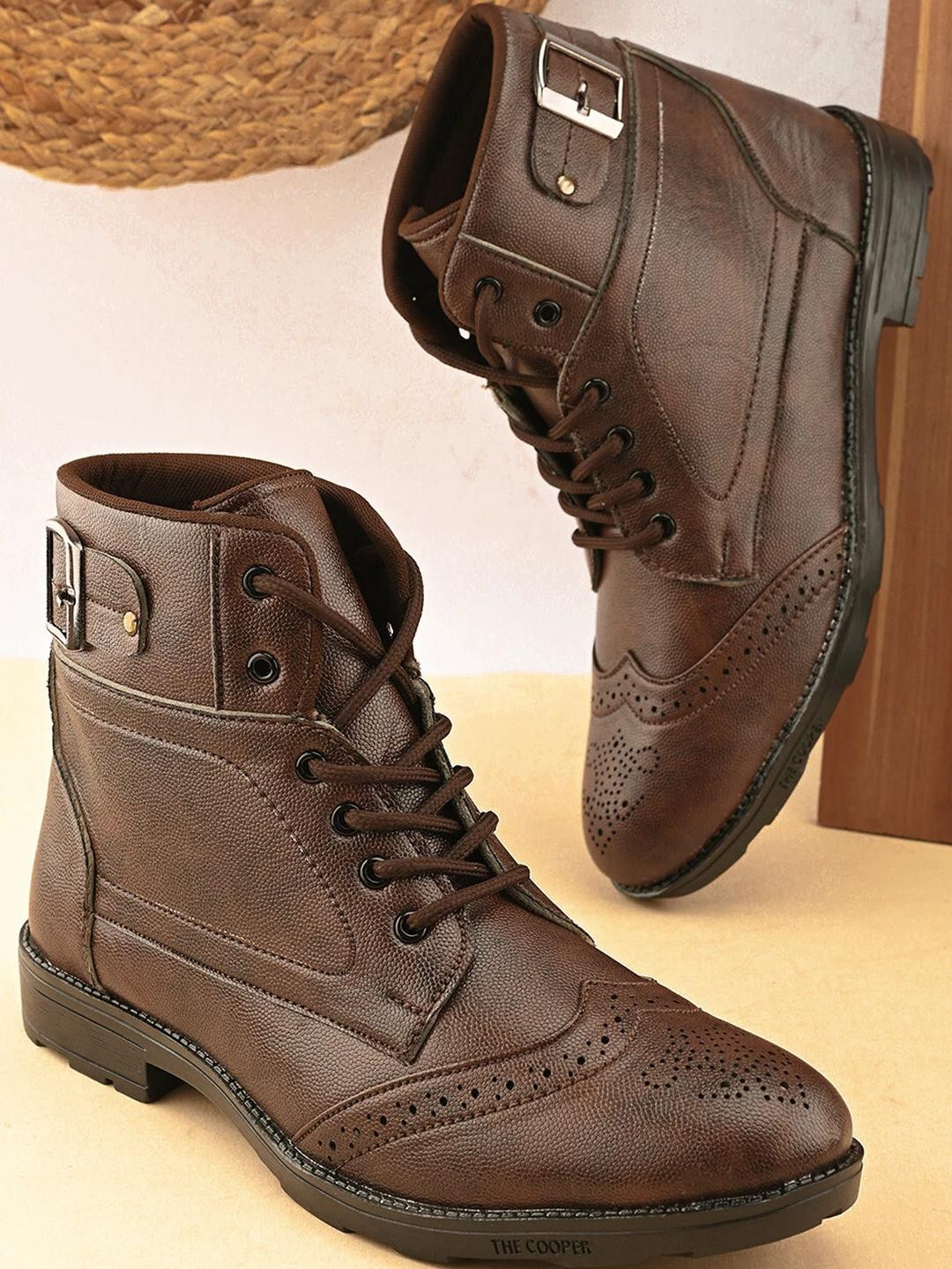 REAL BLISS FOOTWEAR Men Brown Leather Boots
