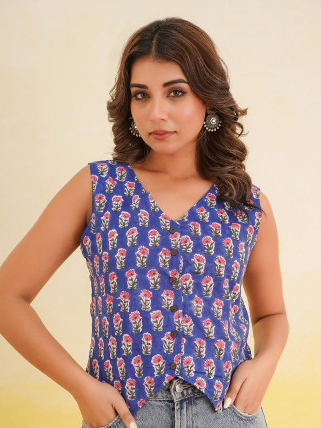 GOODHAND kothi Women Floral Printed Cotton Shirt Style Top